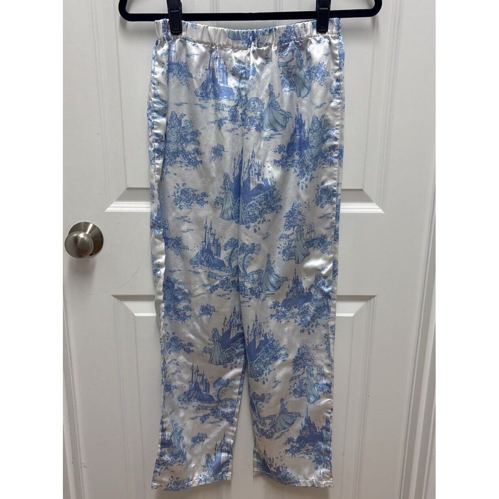 Disney‎ Princess Castle Toile Pajama Pants Women's Size Unknown Satin Sleepwear